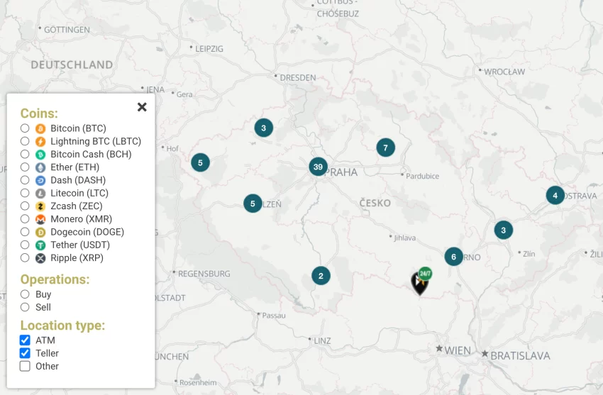 Mapu bitcoinmatů naleznete například na webu CoinATMradar