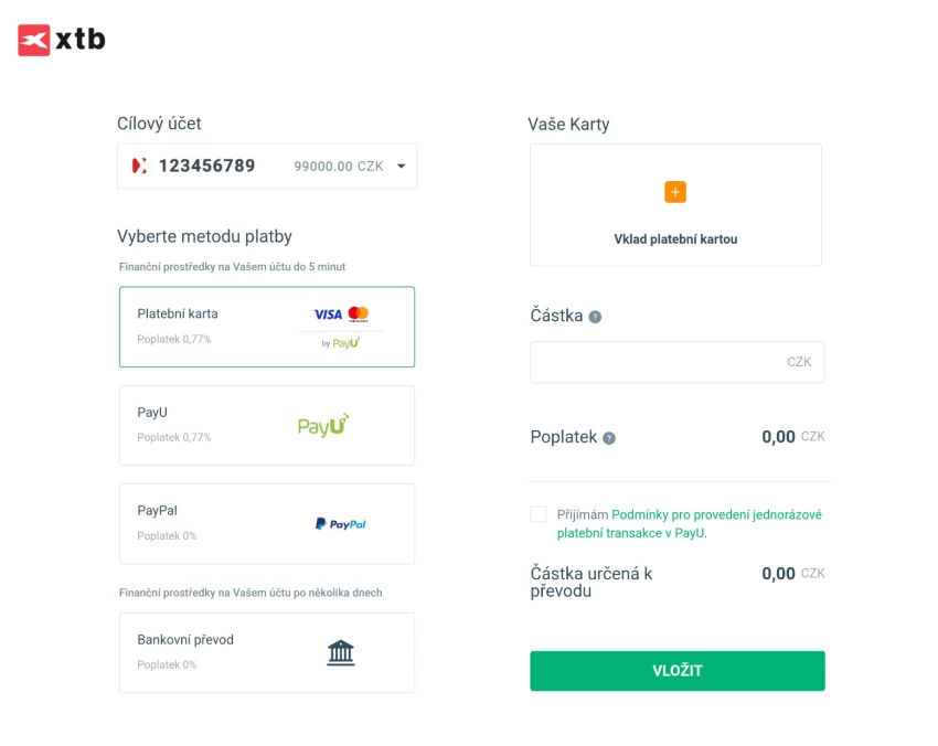 Vklad XTB