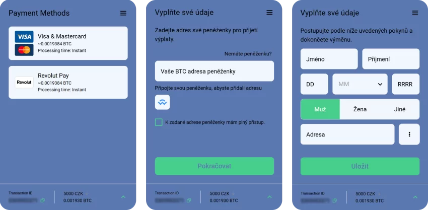 Nákup kryptoměn prostřednictvím AEX