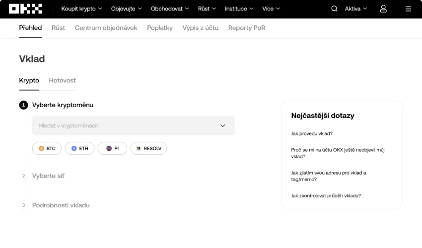 Vklad u OKX